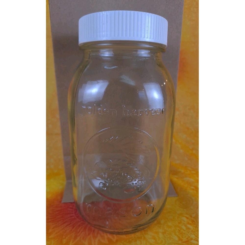 GOLDEN HARVEST MASON JAR 7" With Screw On White Lid Bottom# 43204 67